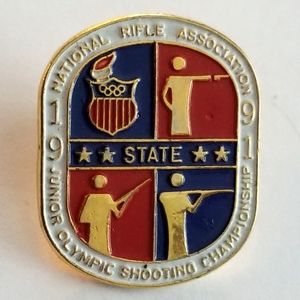 Vintage lapel pin NRA enamel gold tone Junior Olympics